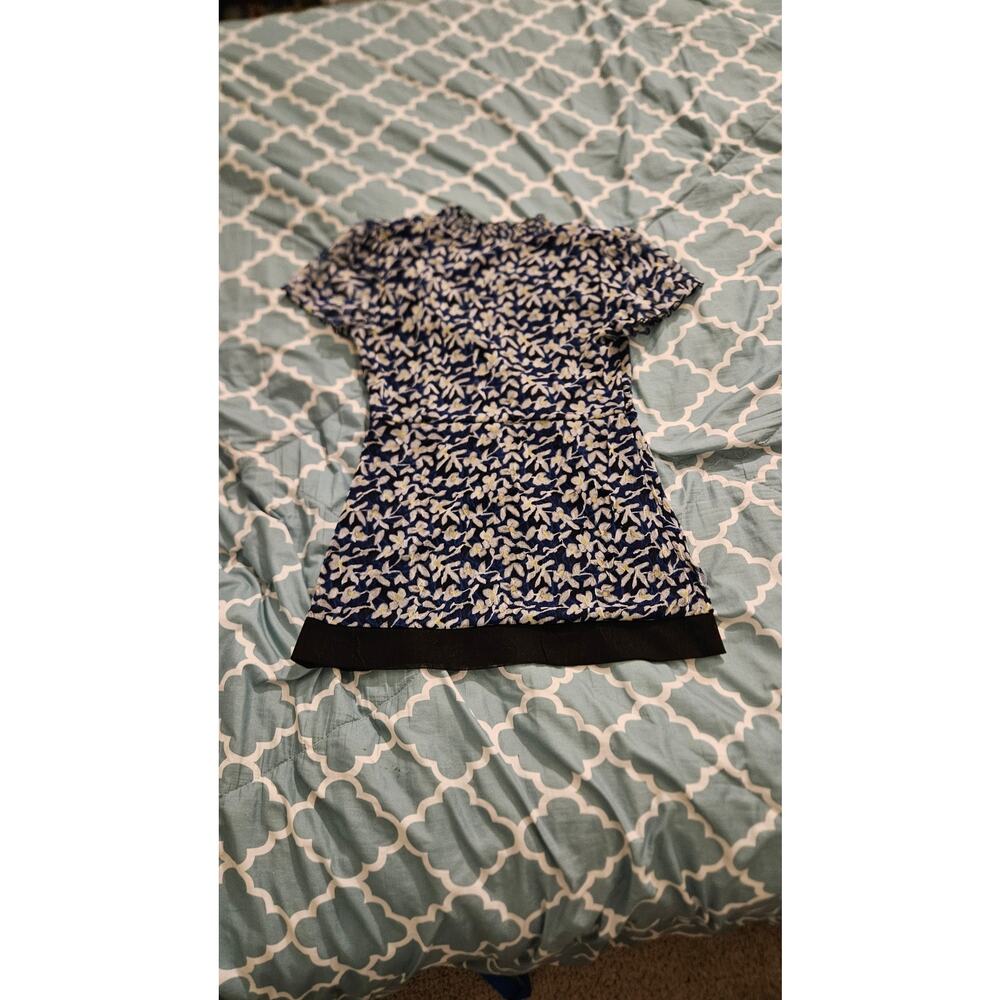 Alfani Petite P Navy Blue Floral Sheer Mesh Blouse Empire Waist - Picture 11 of 11